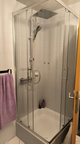 Customer photo review of SONNI Duschkabine Eckeinstieg Schiebetür mit/ohne Duschtasse Ablaufgarnitur 70-120cm Höhe 185cm/195cm