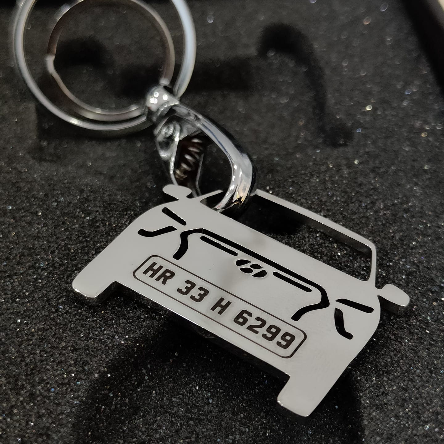 Customer photo review of Personalised Number Plate Car Keychain