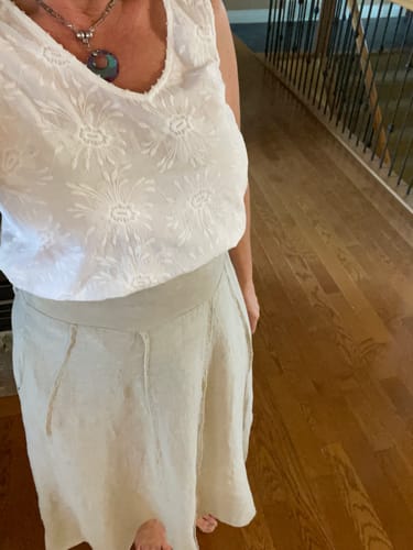Customer photo review of Meo Linen Frankie Midi Skirt (Taupe)
