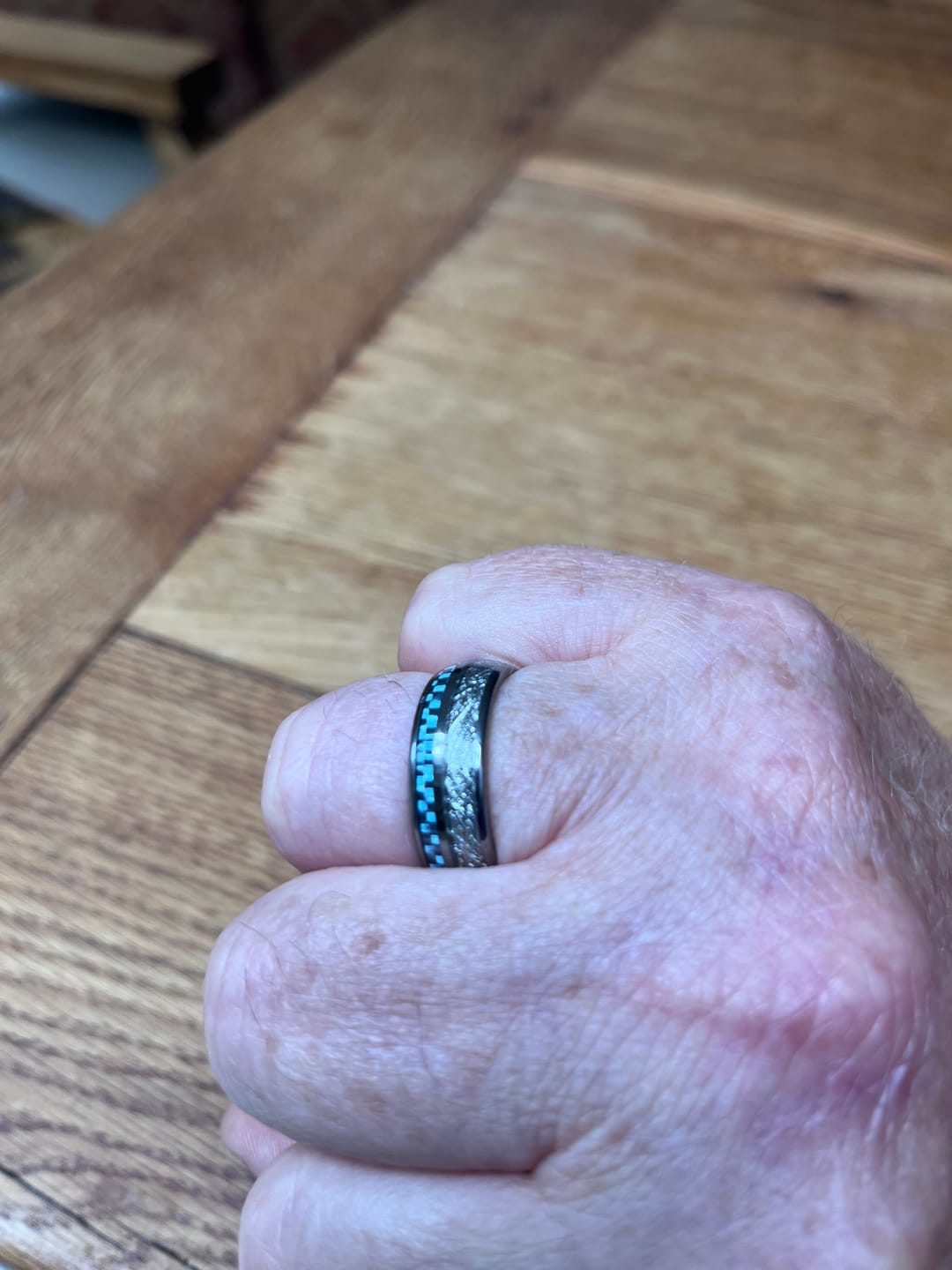 Customer photo review of The Steely Blue Wonder Ring Set