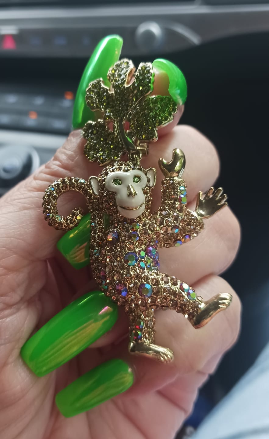 Customer photo review of Heidi Daus®"Monkey Mischief" Crystal & Enamel Monkey Dangle Earrings