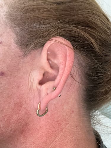 Customer photo review of Heart Huggie Earrings in 9ct Yellow Gold