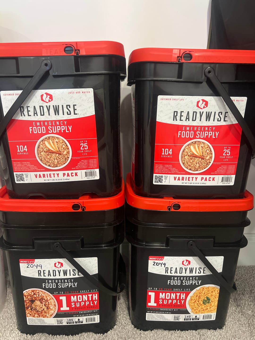Customer photo review of Emergency 1 Month Supply - 2 Bucket Bundle