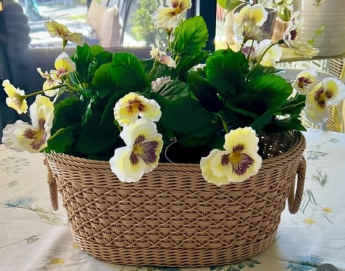 Customer photo review of Mixed White Flowering Potted Artificial Pansy Plants 25cm