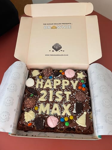 Customer photo review of Custom message birthday brownie