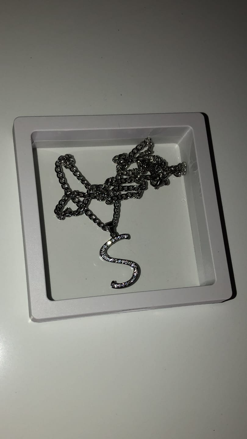 Customer photo review of Iced Letter Necklace