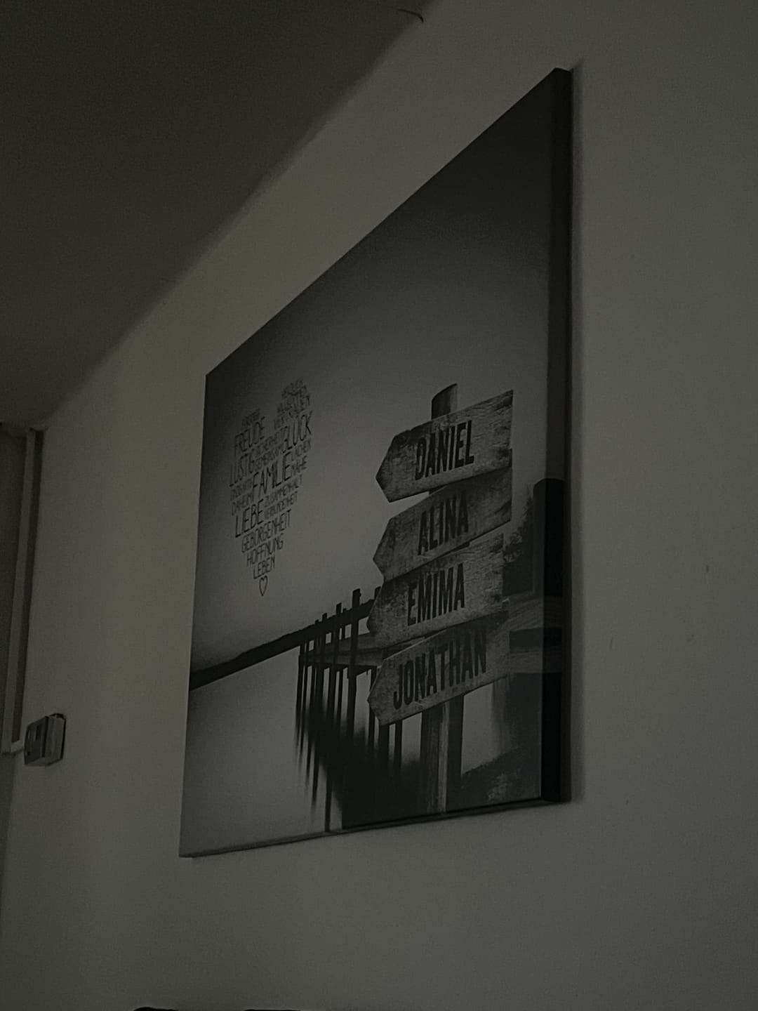 Customer photo review of Wegweiser-Leinwand “Steg” Schwarz/Weiß