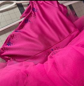 Customer photo review of Hot Pink Shiny Nylon Spandex