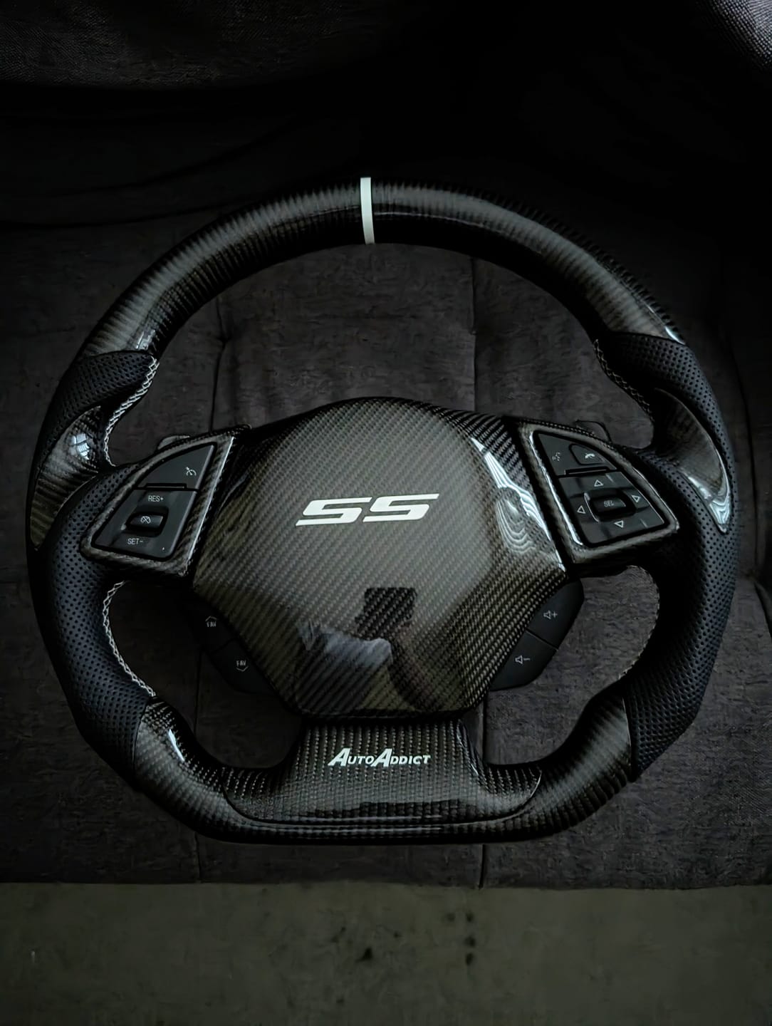 Customer photo review of 2016-2024 Chevy Camaro Custom Carbon Fiber Steering Wheel