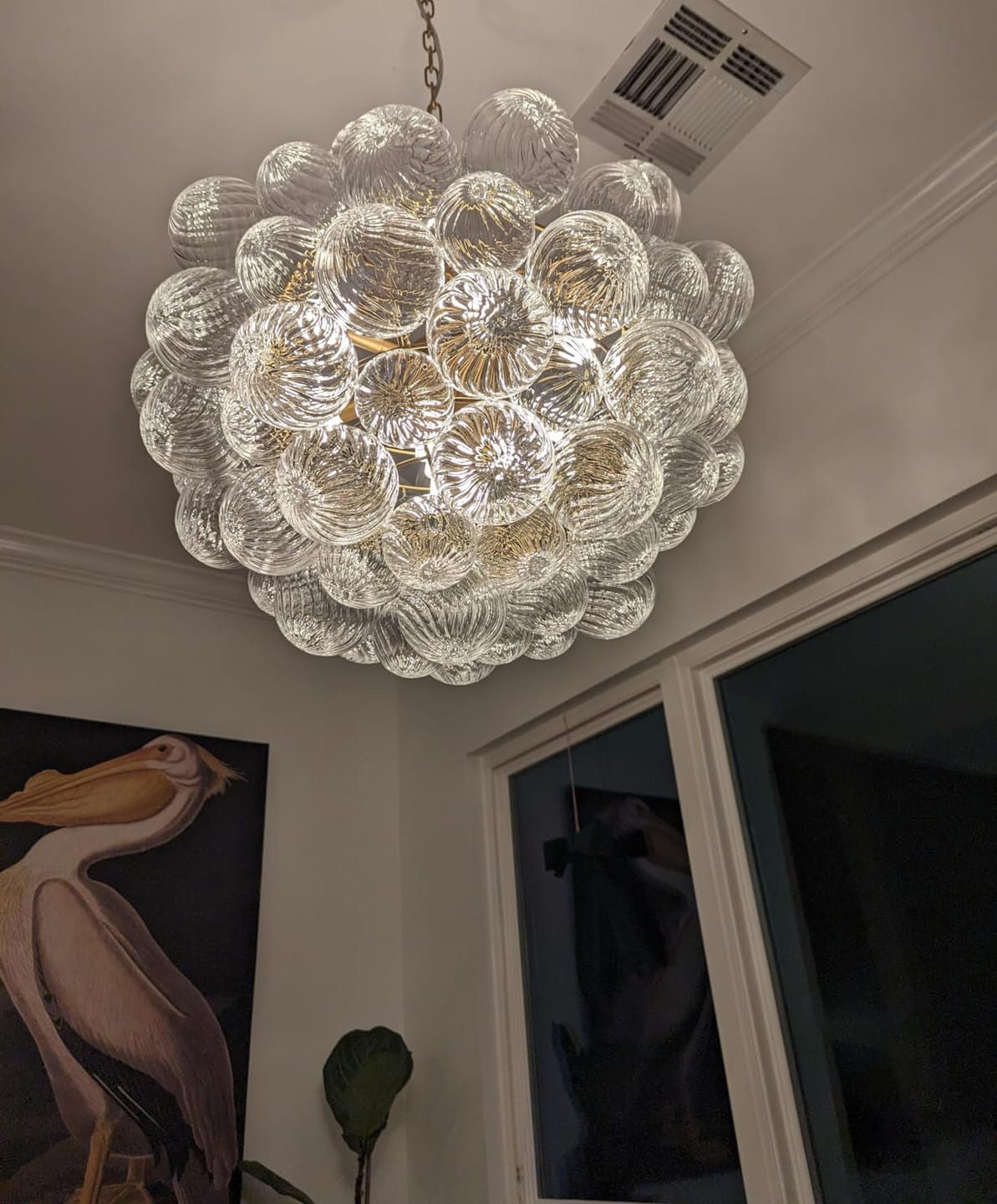 Customer photo review of Contemporary Clear Ribbed Bubble Chandelier