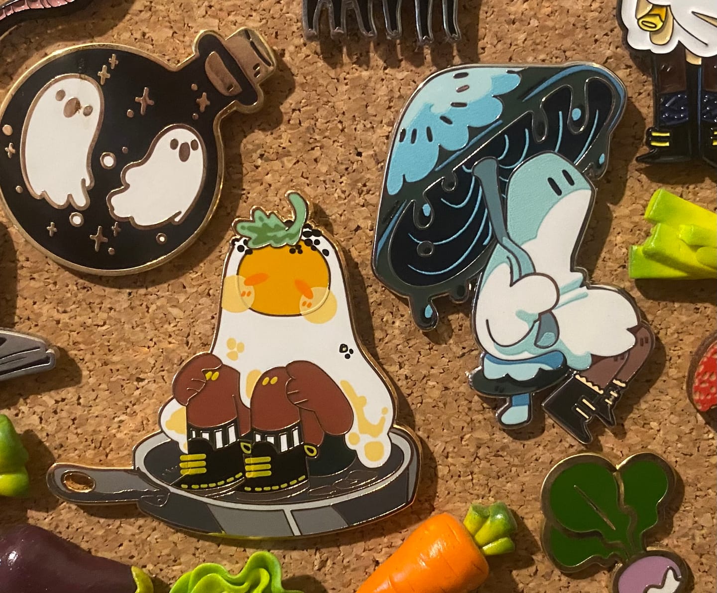 Customer photo review of Blue Mushroom Ghost Enamel Pin 2in