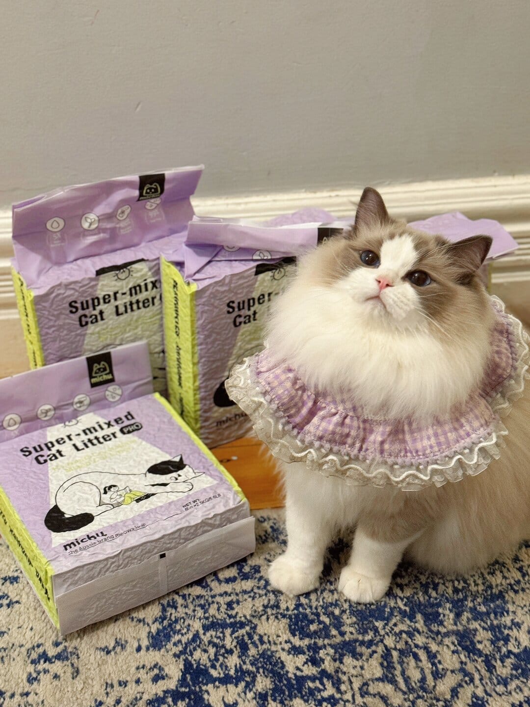 Customer photo review of Michu Premium Mixed Tofu Cat Litter Pro Gen2 6L- Superb in Flushable, Eco-Friendly & Odour-Control