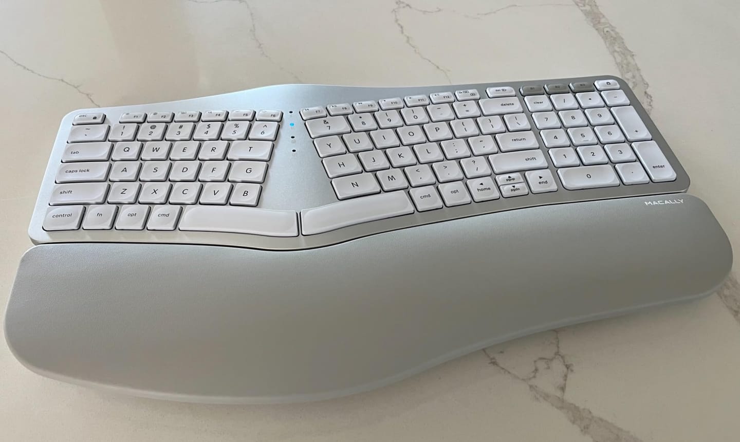 Customer photo review of Backlit Wireless Ergonomic Keyboard for Mac