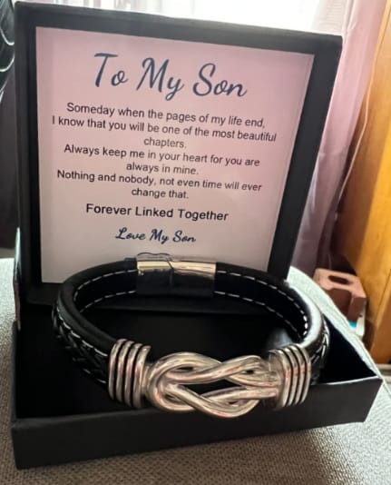 Customer photo review of To My Nephew/To My Uncle Bracelet "Forever Linked Together" | Braided Leather Bracelet