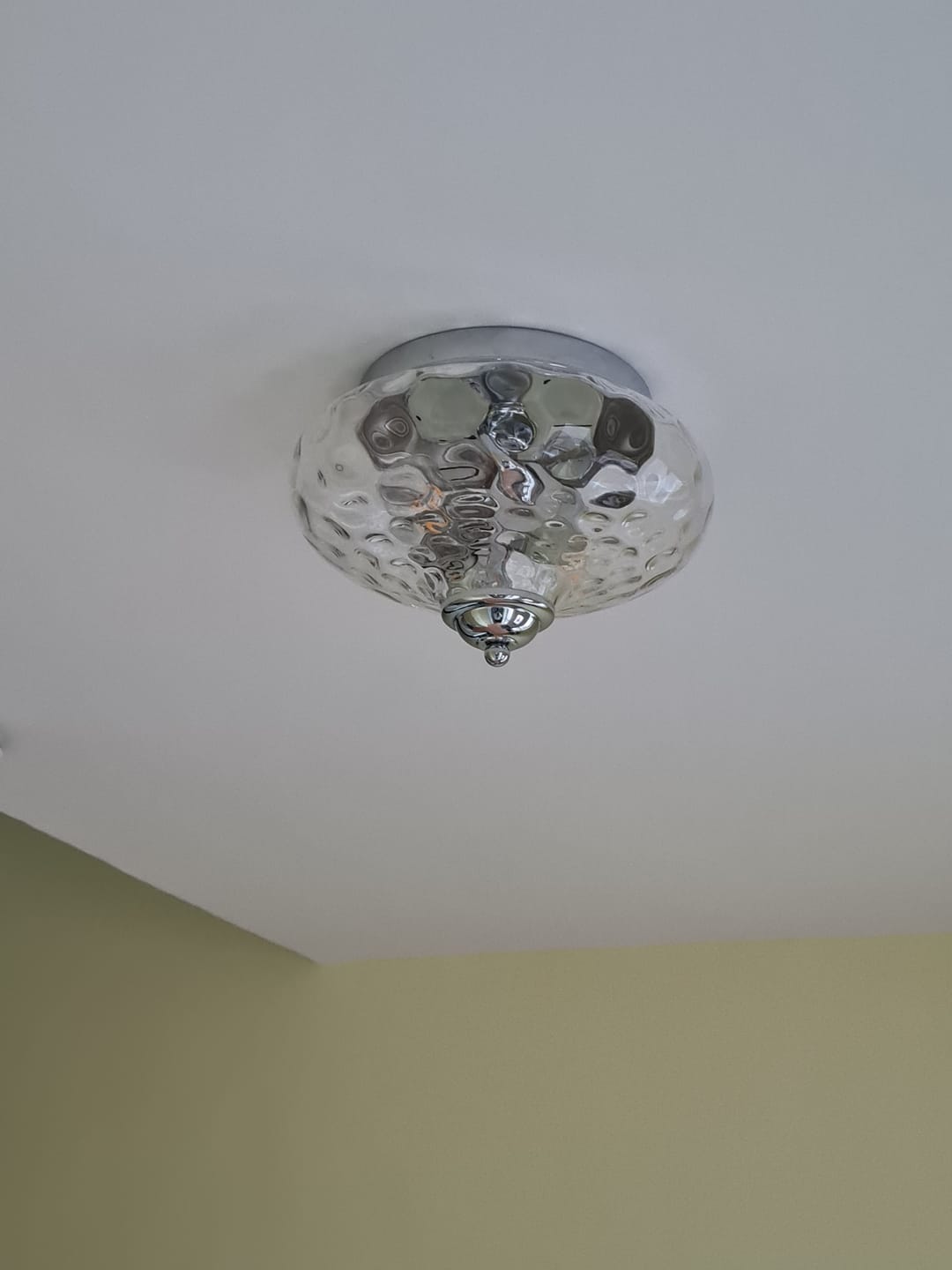 Customer photo review of Hammered Glass Bowl Ceiling Light in Chrome