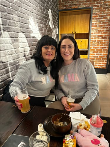 Customer photo review of Pastel Mama & Mini College Matching Grey Sweatshirts