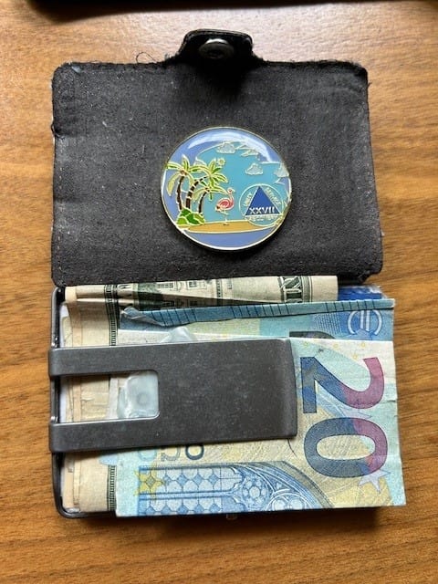 Customer photo review of 1 to 60 Year Beach Themed Specialty AA Recovery Medallion - Tri-Plated Chip/Coin