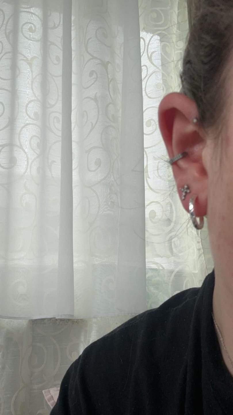 Customer photo review of Double Conch Piercing | Titan