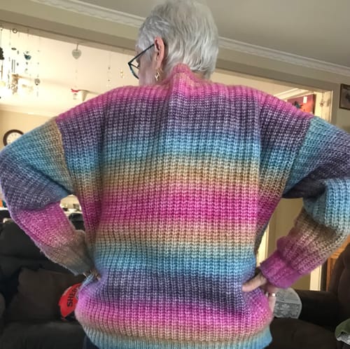 Customer photo review of Striped Tie-Dye Knitted Pullover