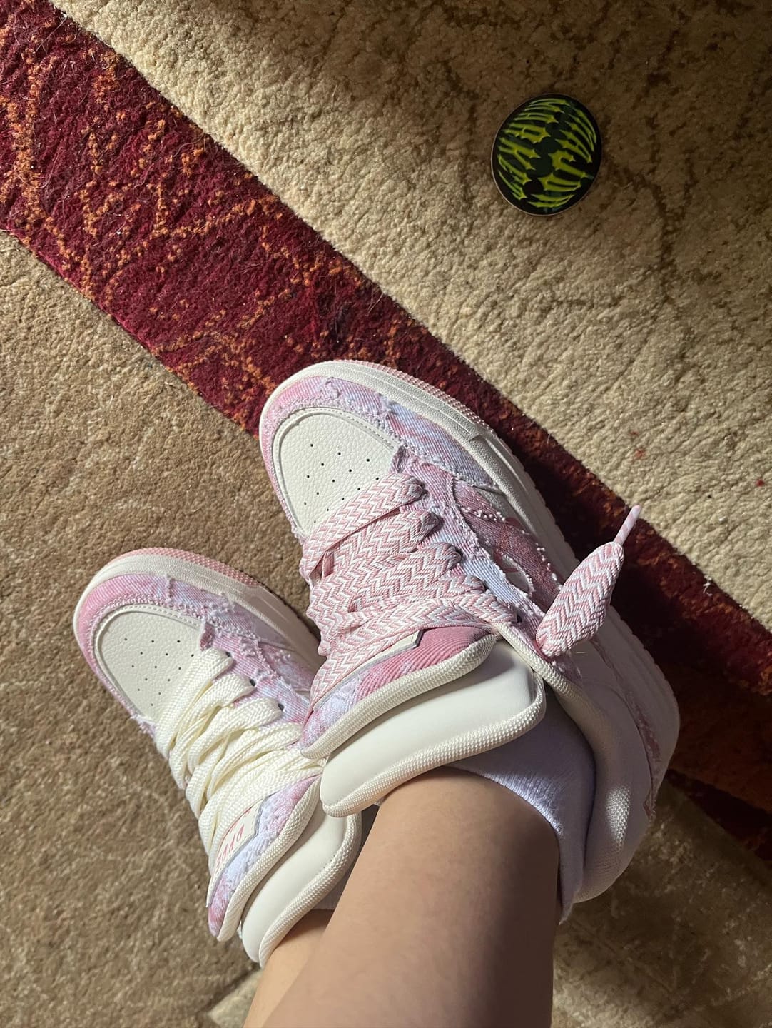 Customer photo review of Pink Double Tongue Sneakers