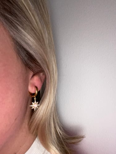 Customer photo review of Gold Celestial Star Hoops
