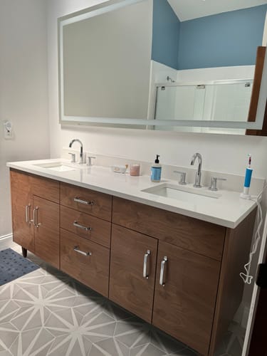 Customer photo review of Austin 72" American Black Walnut Bathroom Vanity, Double Sink
