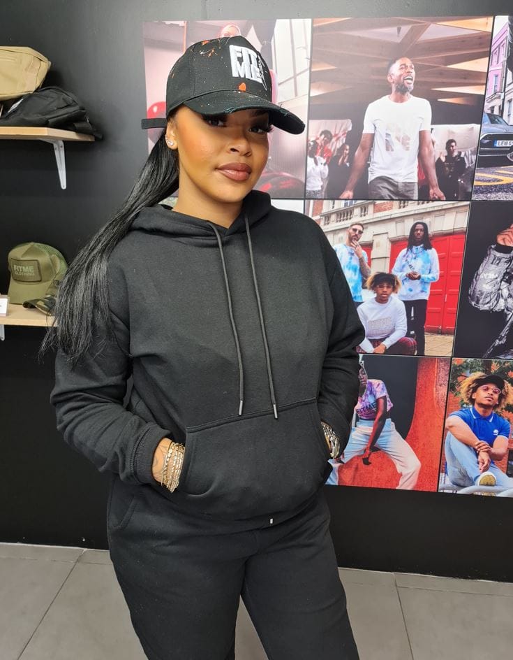 Customer photo review of Orange Paint Splash Black Distressed Cap