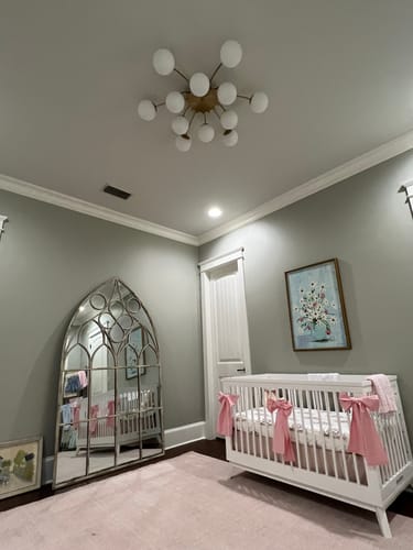 Customer photo review of Blossom 12-Light Opal Glass Bubble Semi Flush Chandelier