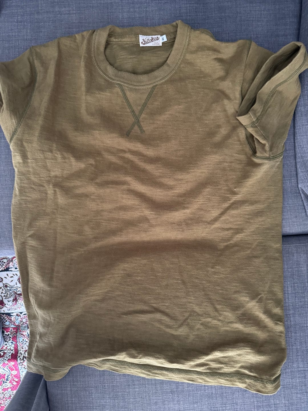 Customer photo review of 10.5 oz Cotton Tubular Gusset T-Shirt - Green
