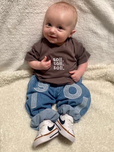 Customer photo review of Kids Soll Denim Bubble Pants