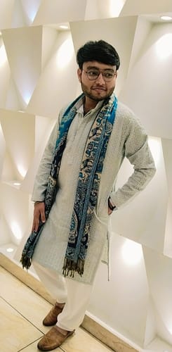 Customer photo review of Pashtush Mens Bamboo Reversible Muffler Tribal Elephants