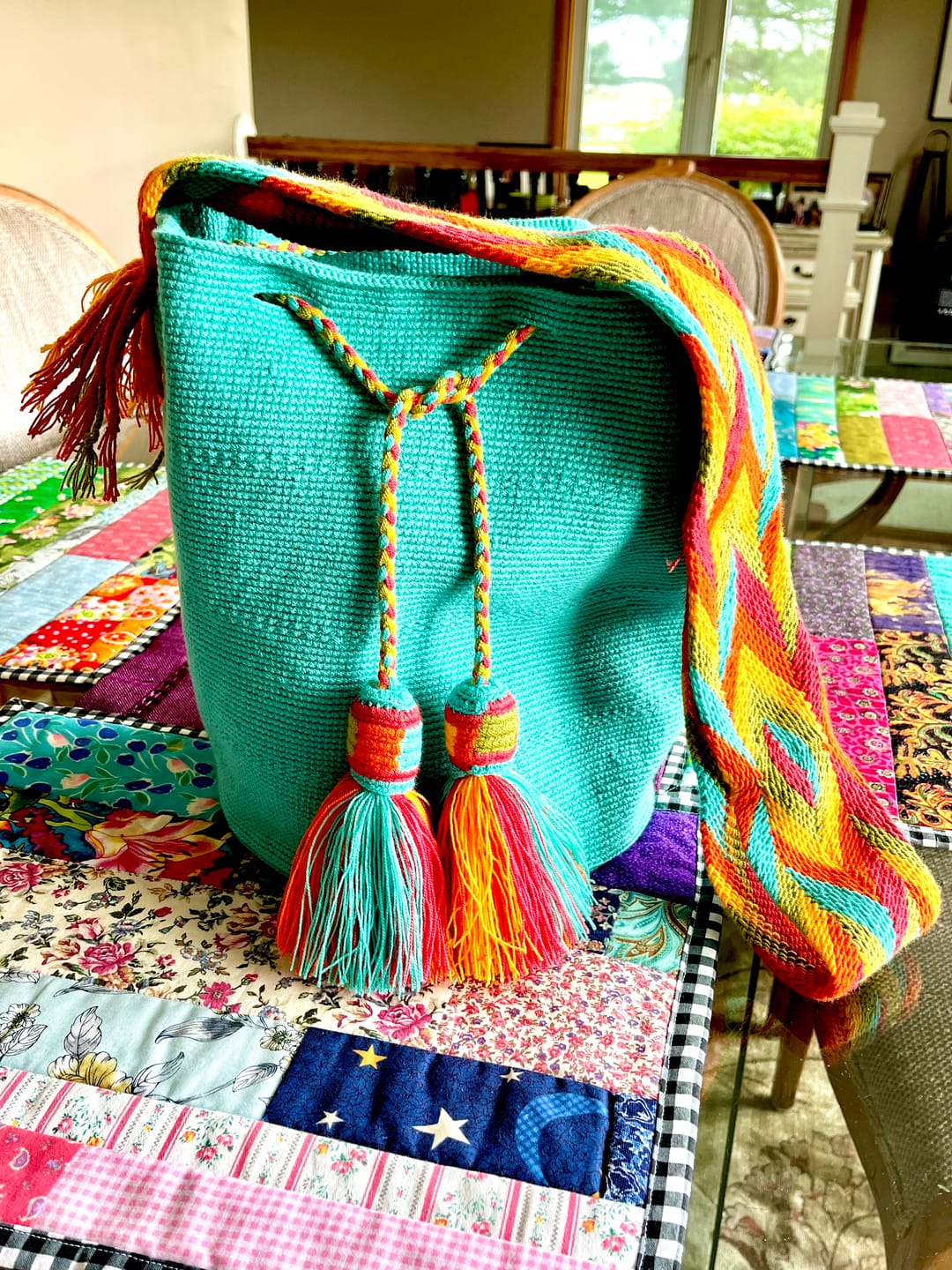 Customer photo review of Turquoise Large Wayuu Mochila Bag