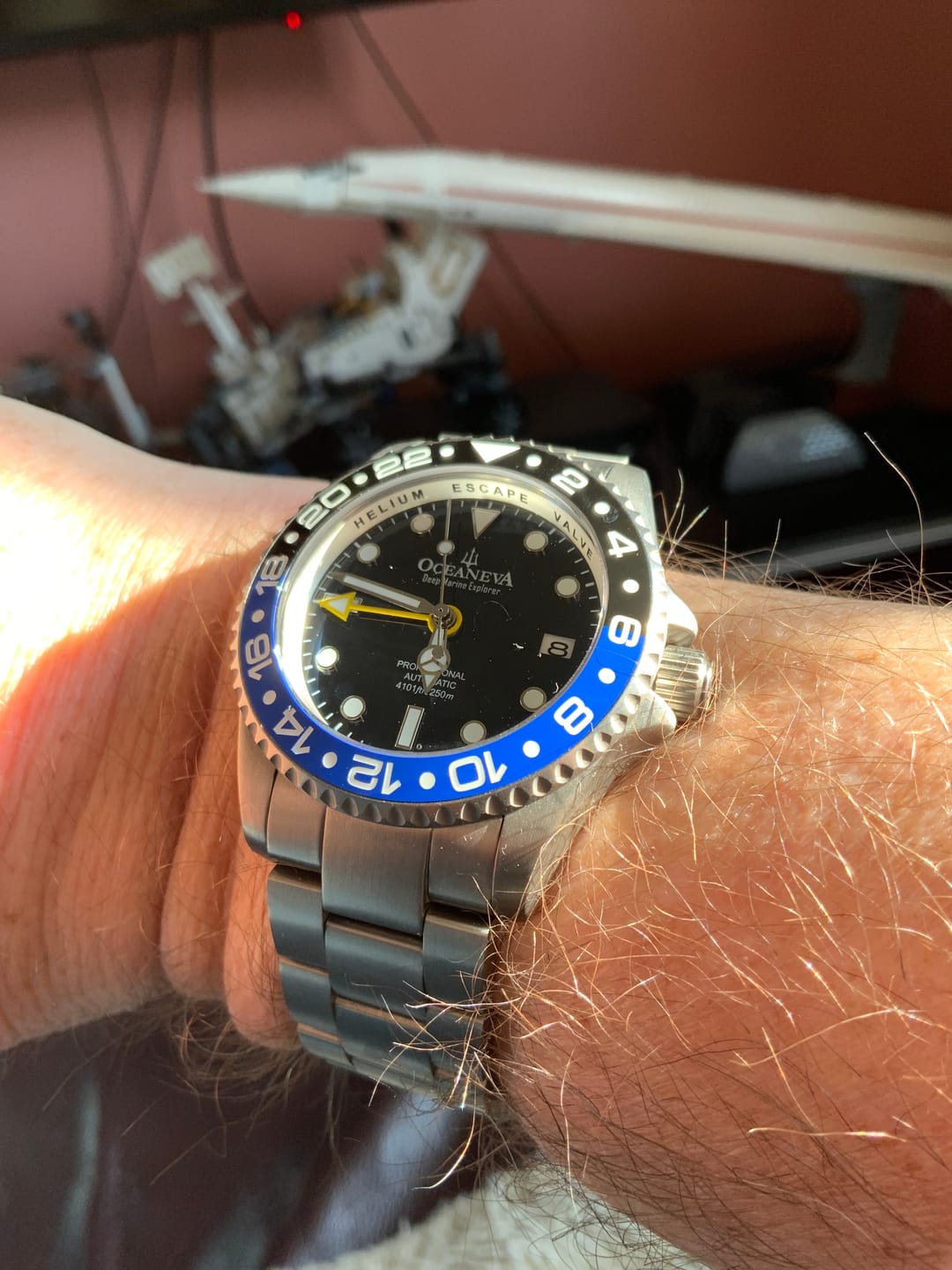 Customer photo review of Oceaneva™ Men's GMT TITANIUM Automatic Deep Marine Explorer 1250M Black Ceramic Bezel Watch