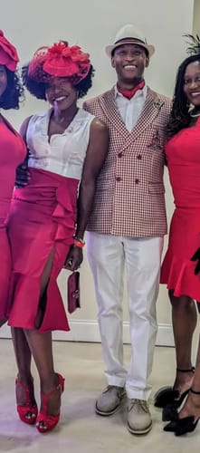 Customer photo review of Red & White 1930s Sleeveless Slit Fishtail Dress