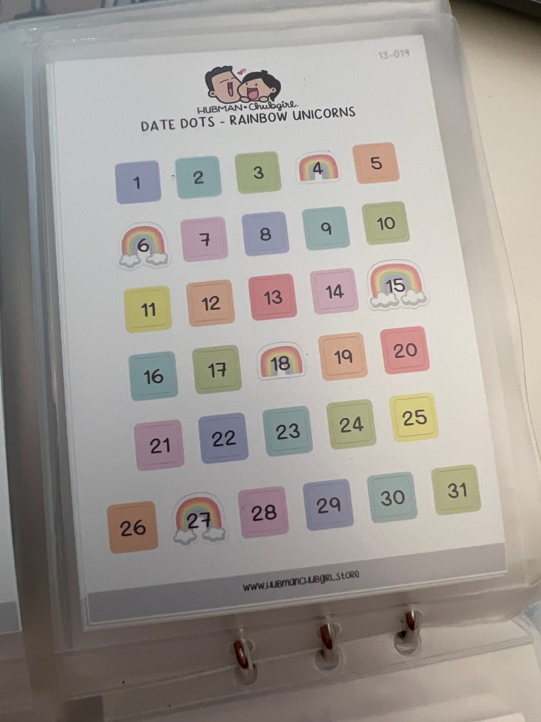 Customer photo review of Date Dots - Rainbow Unicorns Planner Stickers