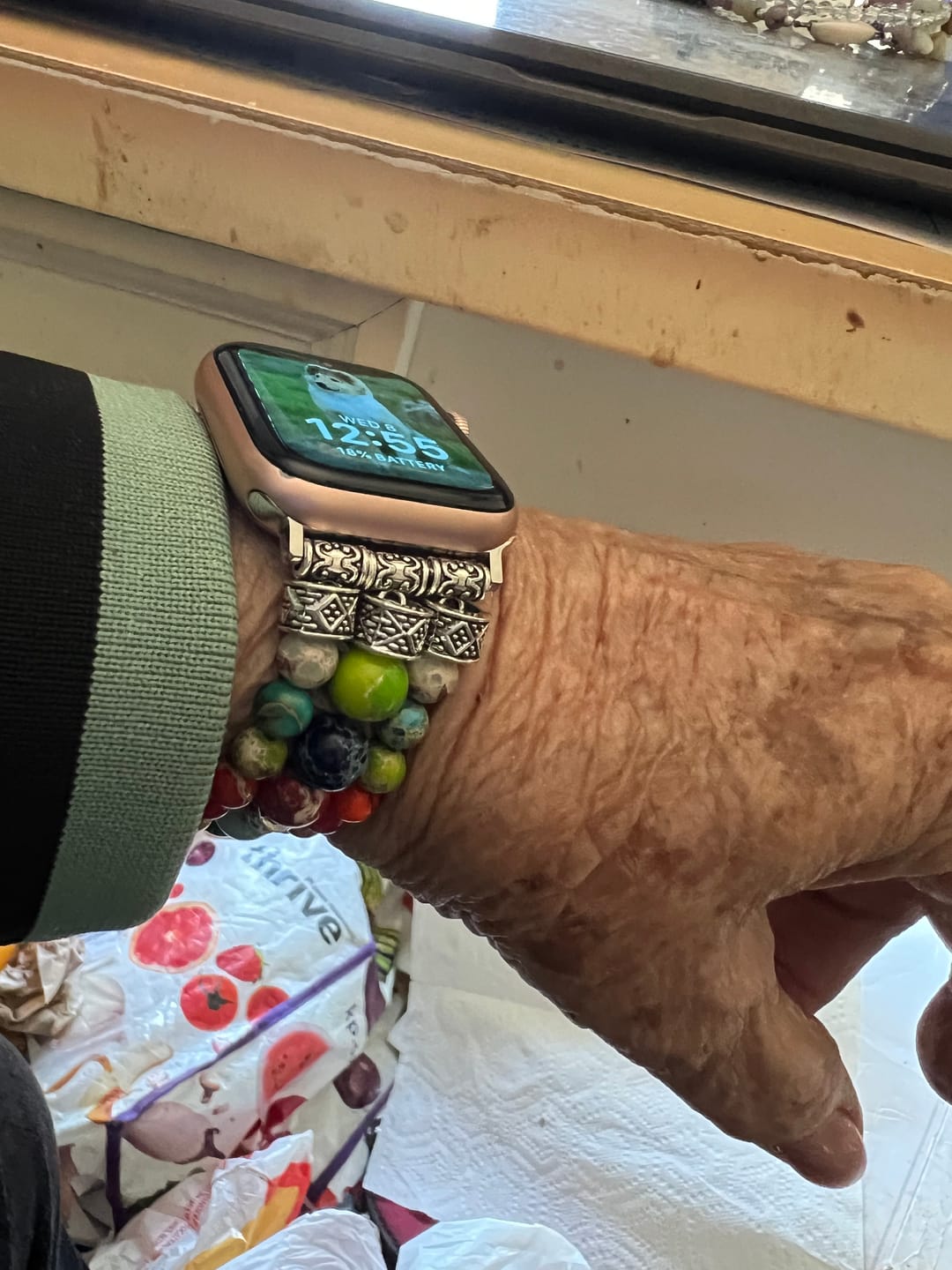 Customer photo review of Vibrant Chakra Stretch Apple Watch Strap