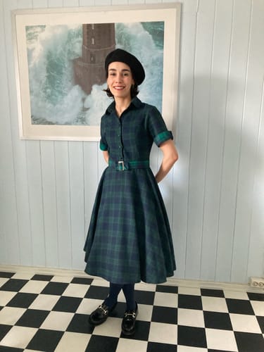 Customer photo review of Plaids 1950s Buttoned Belted Swing Dress