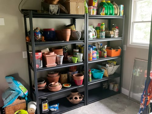 Customer photo review of REIBII 72"H Heavy Duty Garage Shelving,Adjustable Storage Shelving Basement Shelving for Warehouse