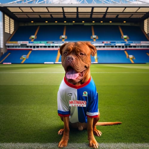 Customer photo review of Personalised Football Dog Art