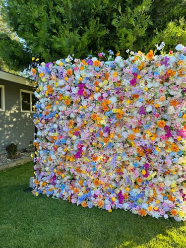 Customer photo review of Colorful Artificial Wedding Flower Wall Backdrop For Event Wedding&Birthday Decoration