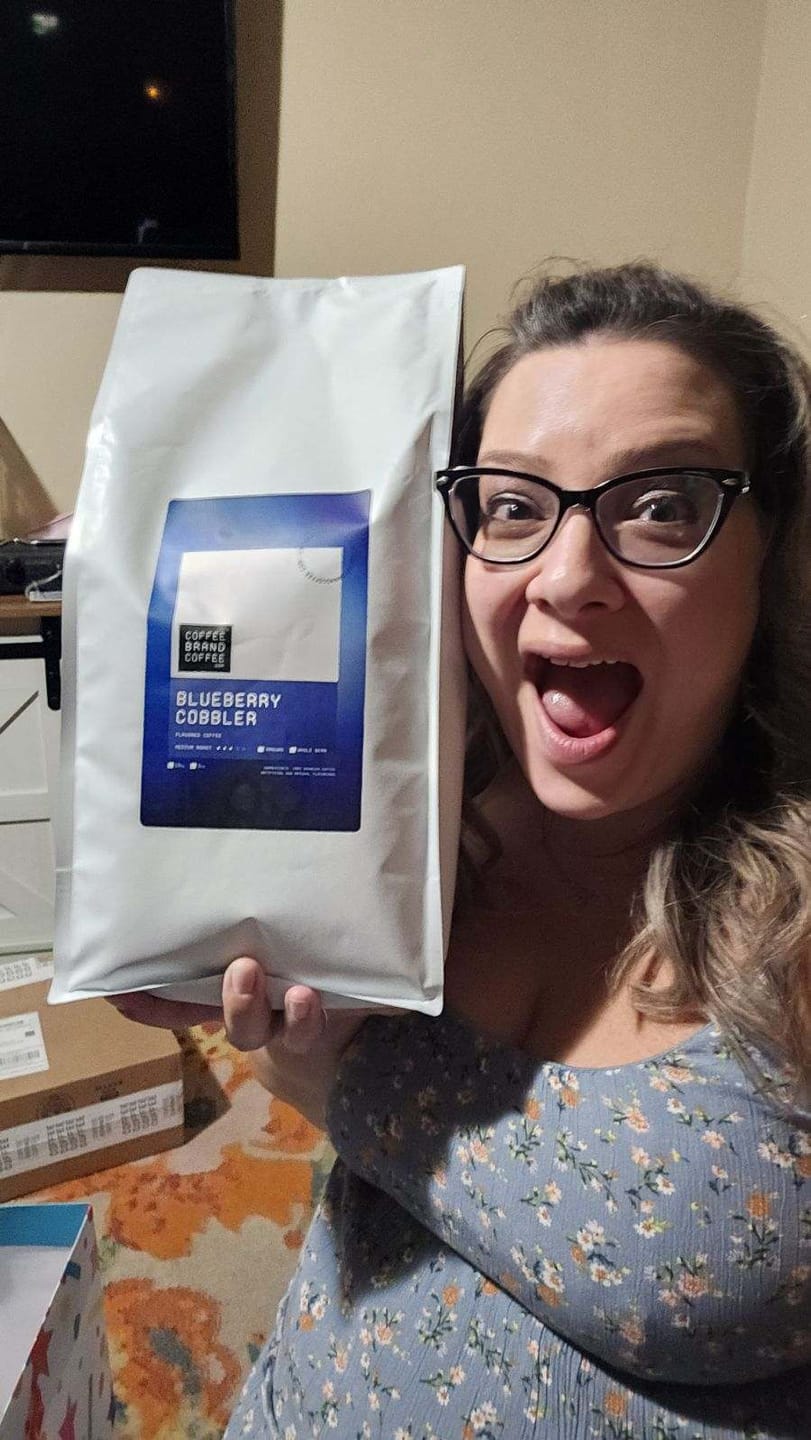 Customer photo review of Blueberry Cobbler Flavored Coffee