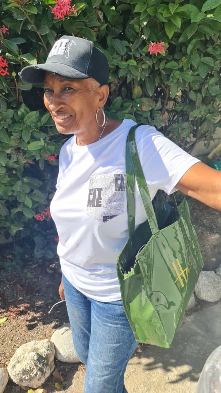 Customer photo review of Orange Patch Pocket White T-Shirt