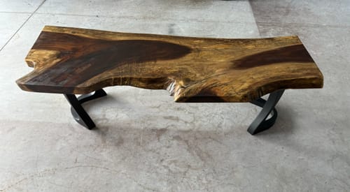 Customer photo review of Bench Legs 117 Uzar 16H for Woodworking, Live Edge Tabletop