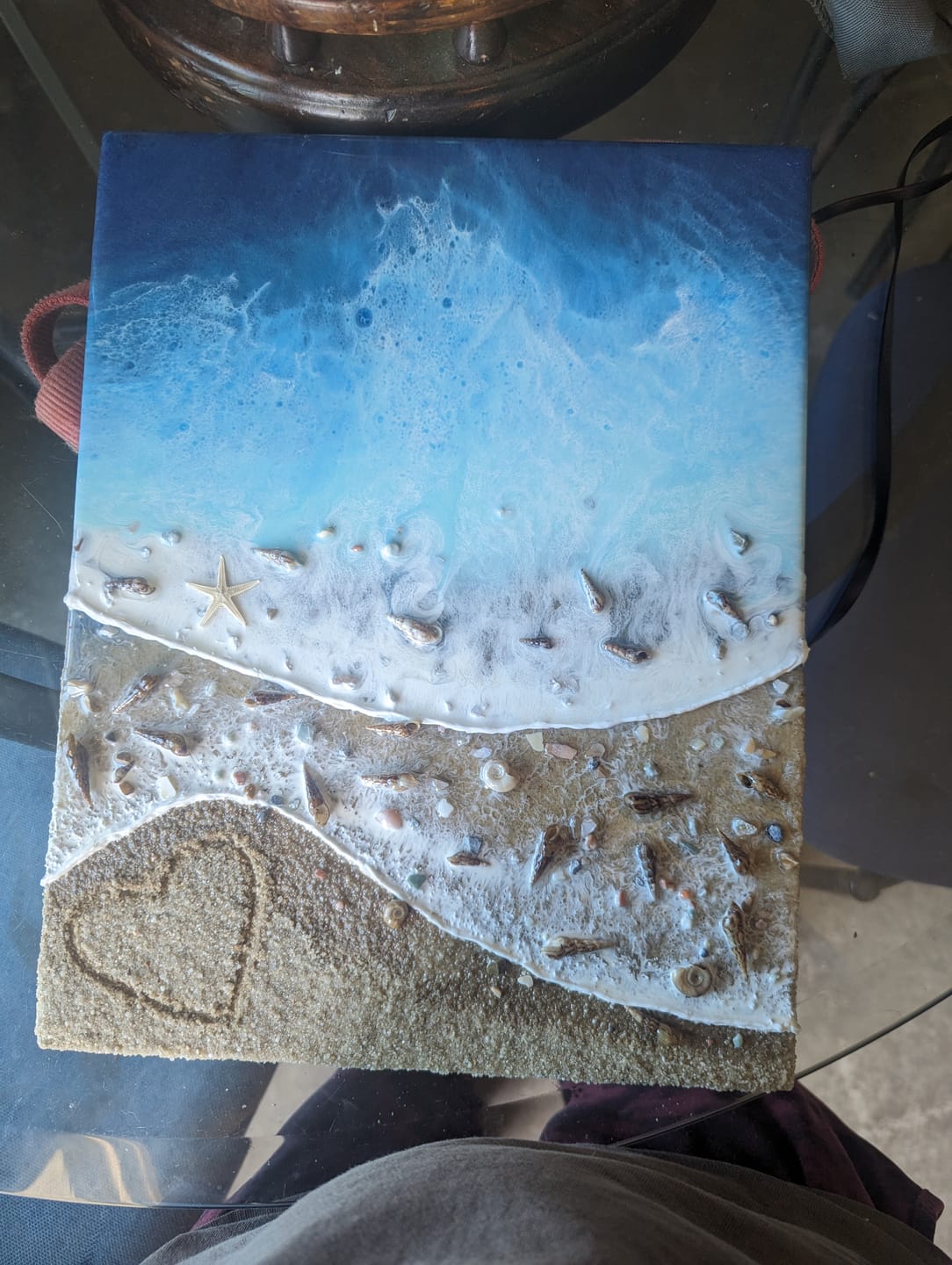 Customer photo review of Beach Mixed Media Portrait with Cremation ash