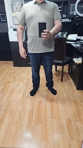 Customer photo review of Men's Embroidery High Quality Knitted Ice Cool Breathable Short Sleeve T-shirt