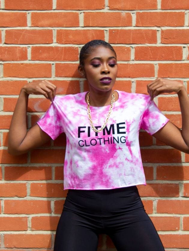 Customer photo review of Ladies Pink Tie Dye Crop Top