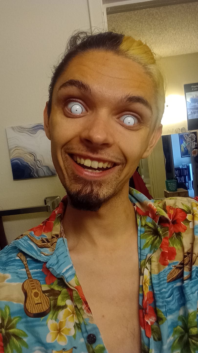 Customer photo review of Halloween Rick White Contact Lenses