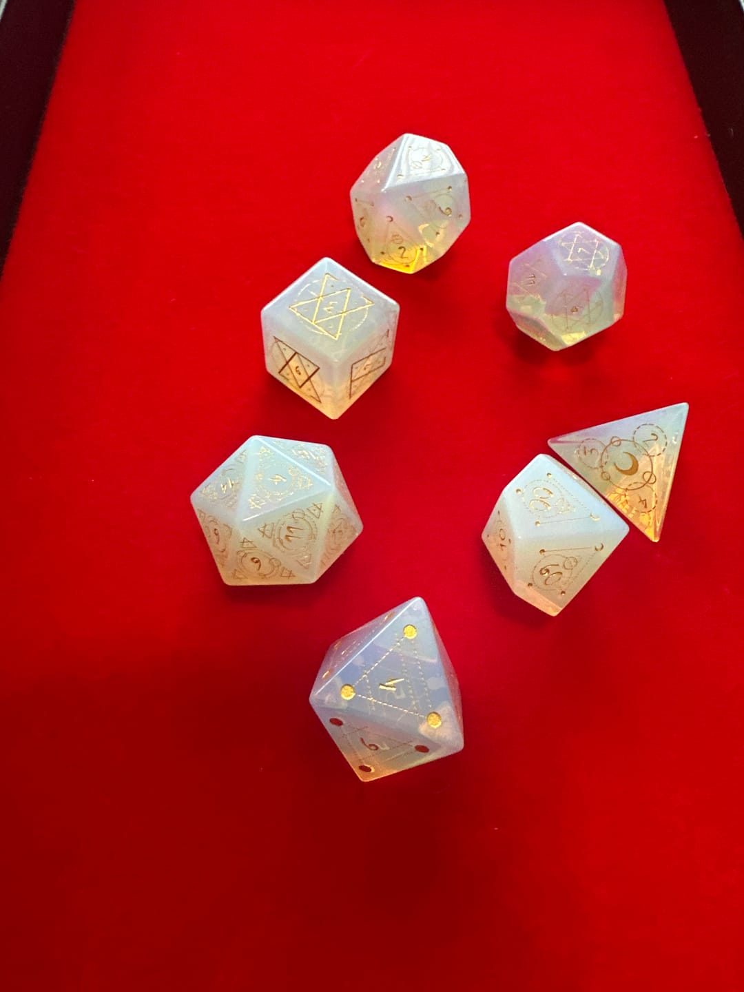 Customer photo review of Spellcaster Opalite Stone Dice Set