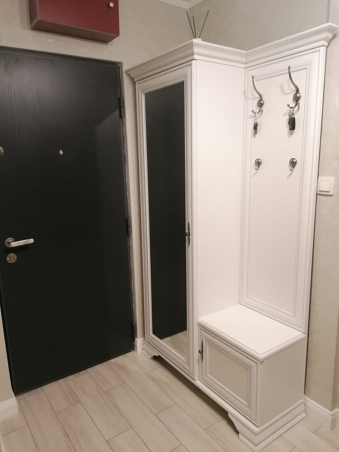 Customer photo review of Mobilier hol IDENTO, alb, PAL, cu oglinda pe partea stanga, 115x44x198 cm