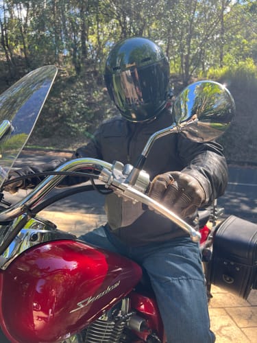 Customer photo review of SUMMER VERSION 'ol Bobber' | Classic Perforated Leather Motorbike Summer Jacket | Distressed Charcoal Brown Full Grain Leather